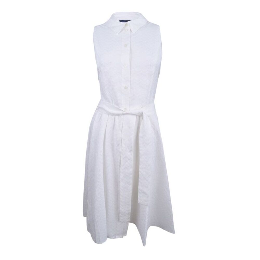Tommy Hilfiger Women's Belted A-Line Shirtdress - Ivory